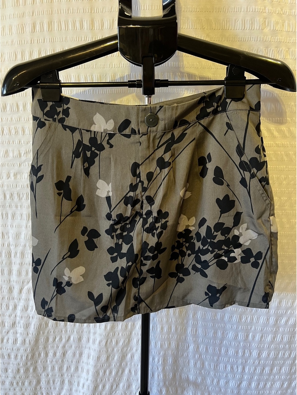 Gap Floral Mini Skirt Y2K Black Gray Olive Botanical Print Size 4R NWT